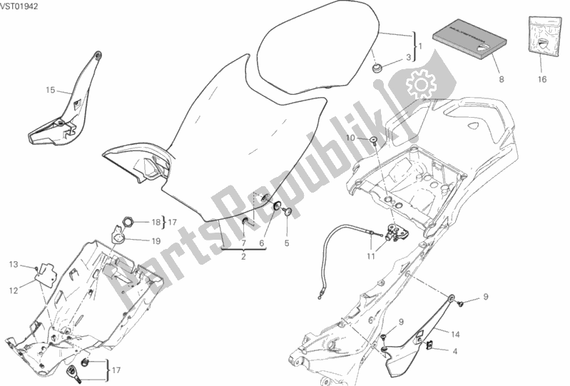 Wszystkie części do Siedzenie Ducati Multistrada 950 USA 2019
